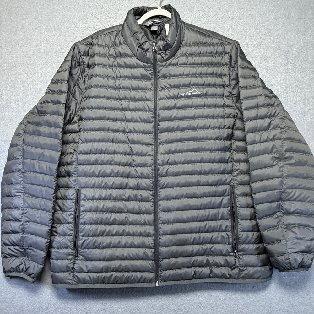 Eddie Bauer EB650 Down Puffer Jacket Mens XXL Charcoal Gray Full Zip Lightweight